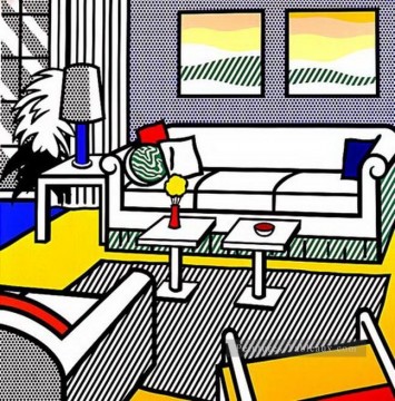 Roy Lichtenstein Painting - interior with restful paintings 1991 Roy Lichtenstein